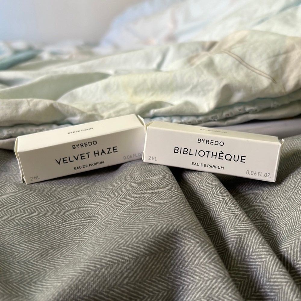 Byredo Bibliotheque and velvet haze 2ml samples